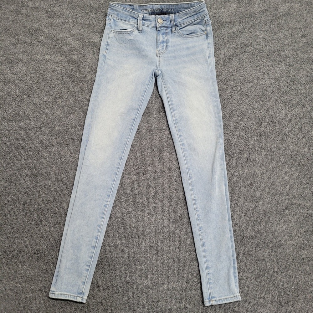 American Eagle Jeans Womens Size 0 Light Wash Skinny 360 Next Level Stretch